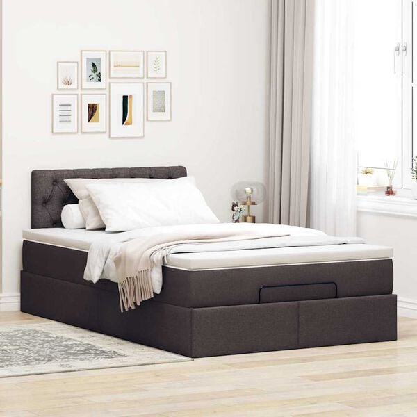 vidaXL Ottoman-Bett mit Matratze Dunkelbraun 120x190 cm Stoff