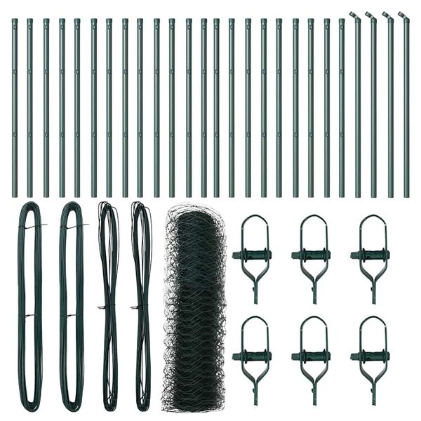 vidaXL Zaunpfosten Gr&uuml;n 50 x 0,5 m (50 mm Netz) Stahl und PVC