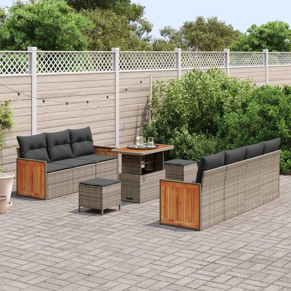 vidaXL Gartensofa-set mit Kissen 10 pcs Grau