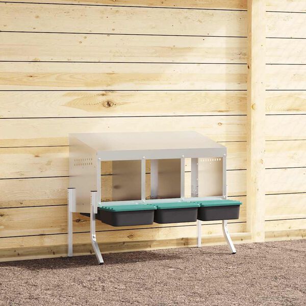 vidaXL H&uuml;hner-Nistkasten 3 F&auml;cher mit Beinen Verzinkter Stahl