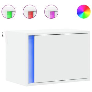 vidaXL Wand-Nachttisch mit LED-Leuchten Wei&szlig;