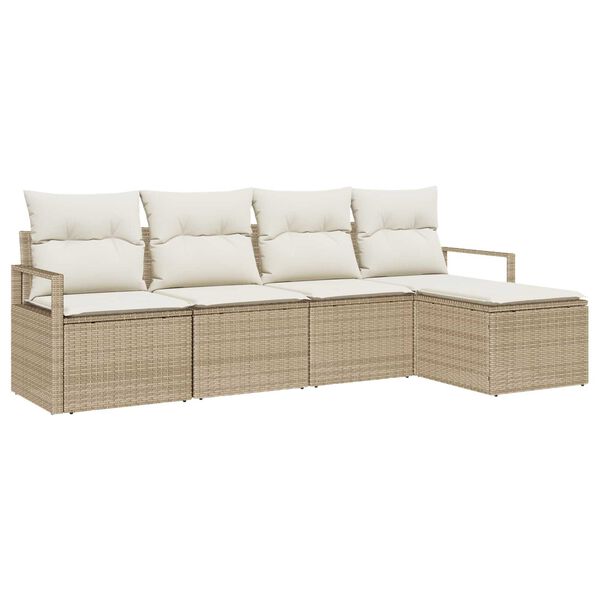 vidaXL Sofa Set 5 pcs Beige Poly-Rattan