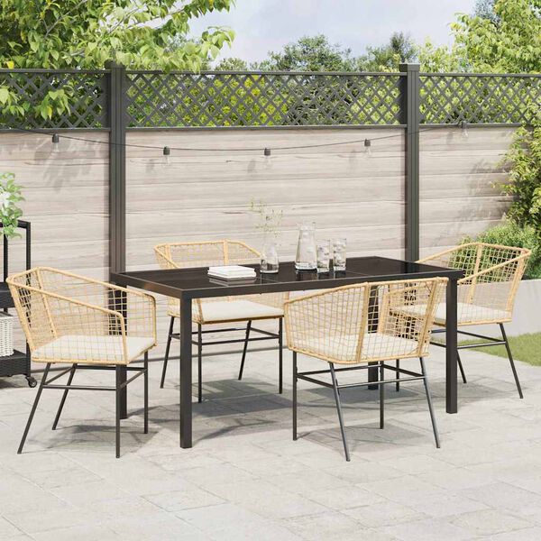 vidaXL Garten Essgruppe 5 pcs Braun Poly-Rattan