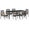 vidaXL Garten Essgruppe mit Kissen 7 pcs Schwarz Rattan