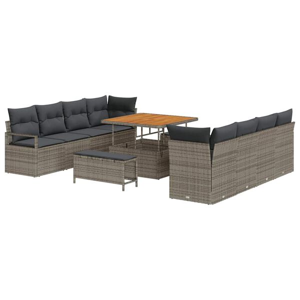 vidaXL Garten-Sofa-Set mit Kissen mit Speicher Grau 100 x 100 x 71 cm