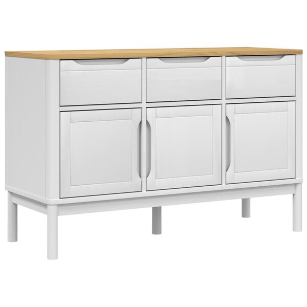 vidaXL Sideboard FLORO Weiß 114x43x74 cm Massivholz Kiefer