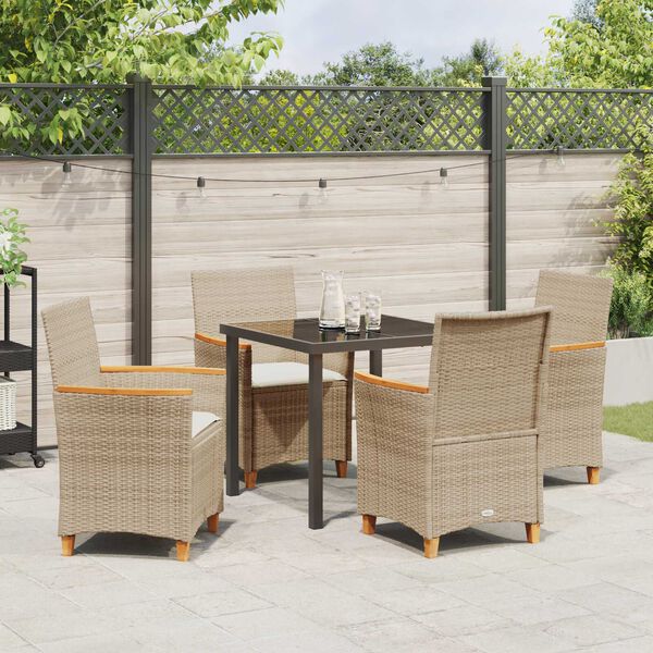 vidaXL Garten Essgruppe 5 pcs Beige Poly-Rattan