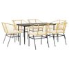 vidaXL 7-tlg. Garten-Essgruppe mit Kissen Braun Poly Rattan Glas