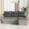 vidaXL Garten-Sofa-Set mit Kissen 4 pcs Hellgrau Poly Rattan