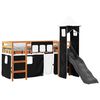 vidaXL Kinderhochbett mit Turm Weiß & Schwarz 80x200 cm Kiefernholz