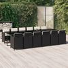 vidaXL 13-tlg. Garten-Essgruppe mit Kissen Poly Rattan Schwarz
