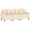 vidaXL 3-Sitzer-Sofa mit Hocker Creme 180 cm Samt