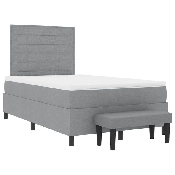 vidaXL Boxspringbett mit Matratze Hellgrau 120 x 200 cm Stoff