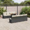 vidaXL Garten-Sofa-Set mit Kissen mit Kissen 9 pcs Schwarz und Creme