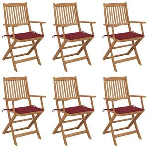 vidaXL Klappbare Gartenst&uuml;hle 6 Stk. mit Kissen Massivholz Akazie