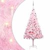 vidaXL K&uuml;nstlicher Weihnachtsbaum mit Beleuchtung & Kugeln Rosa 210cm