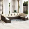 vidaXL Gartensofa-set mit Kissen 10 pcs Braun Poly-Rattan