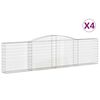 vidaXL Gabionen mit Hochbogen 4 Stk. 400x30x100/120cm Verzinktes Eisen