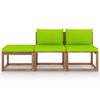 vidaXL 3-tlg. Garten-Lounge-Set aus Paletten mit Kissen Kiefernholz