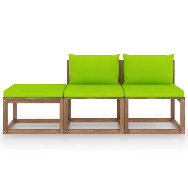 vidaXL 3-tlg. Garten-Lounge-Set aus Paletten mit Kissen Kiefernholz