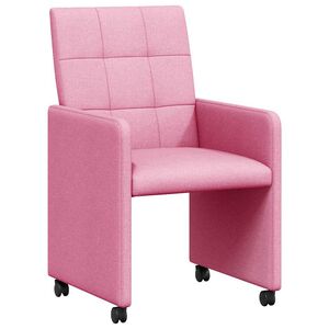 vidaXL Esszimmerst&uuml;hle mit Rollen 2 stk. Stoff Rosa 58 x 65 x 94 cm