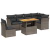 vidaXL 7-tlg. Garten-Sofagarnitur mit Kissen Grau Poly Rattan