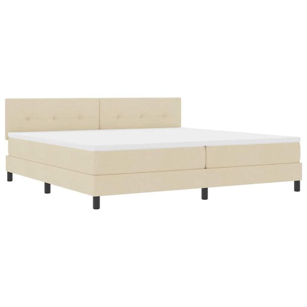 vidaXL Boxspringbett mit Matratze Creme 200 x 200 cm Stoff