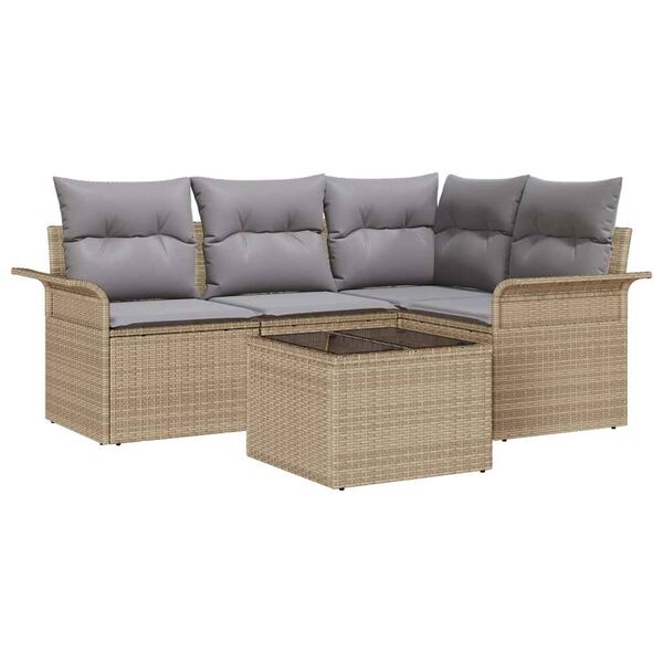 vidaXL Gartensofa-set mit Speicher 5 pcs Beige Poly-Rattan
