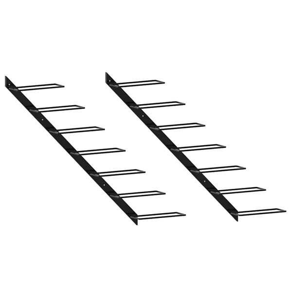 vidaXL Wand-Weinregale f&uuml;r 14 Flaschen 2 Stk. Schwarz Metall