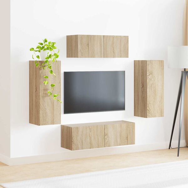 vidaXL TV-Schrankset 4 pcs Sonoma-Eiche Holzwerkstoff
