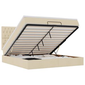 vidaXL Ottoman-Bett mit Matratze Creme 180x200 cm Stoff