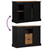 vidaXL Sideboard HALDEN 2 Schiebet&uuml;ren Schwarz 112x40x80 cm Massivholz