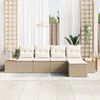 vidaXL Gartensofa-set mit Kissen 5 pcs Beige und Creme Poly Rattan