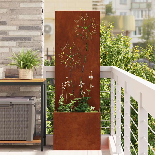 vidaXL Garten Sichtschutz-Leinwand Floral Rostig 50 x 32 x 150 cm