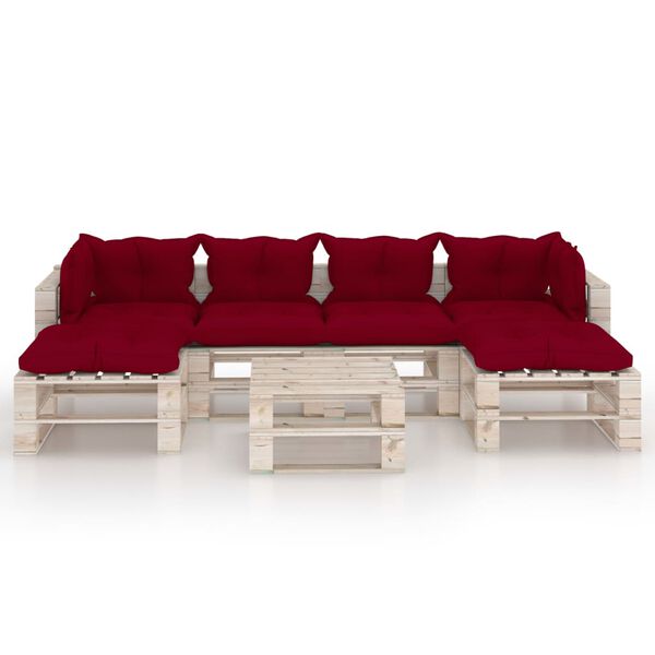 vidaXL 7-tlg. Garten-Lounge-Set aus Paletten mit Kissen Kiefernholz