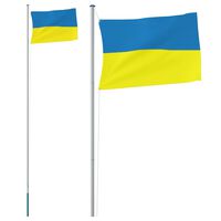 vidaXL Flagge der Ukraine und Mast 6,23 m Aluminium