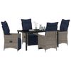 vidaXL Tisch- und Stuhlset mit Kissen 5 pcs Grau PE-Rattan