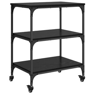 vidaXL K&uuml;chentrolley Schwarz Eichen-Optik 60 x 41 x 76 cm