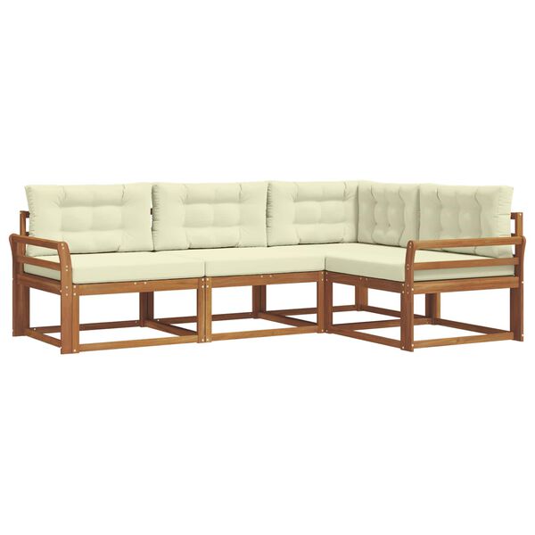 vidaXL Outdoor-Sofagarnitur mit Kissen 4 pcs Natur und Creme