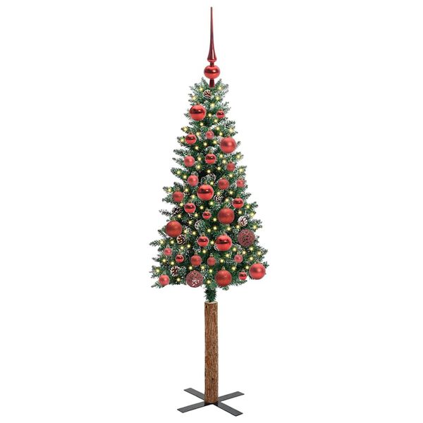 vidaXL Schlanker Weihnachtsbaum mit 150 LEDs Grün und Weiß 150 cm