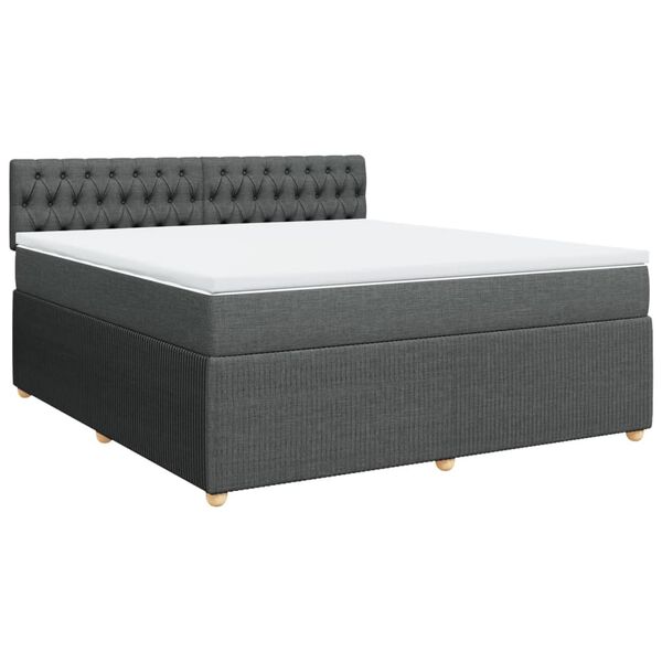 vidaXL Boxspringbett mit Matratze Dunkelgrau 180x200 cm Stoff