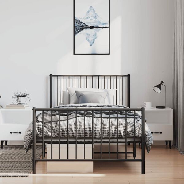 vidaXL Bettgestell mit Kopf- und Fu&szlig;teil Metall Schwarz 100x190 cm