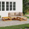 vidaXL 4-tlg. Garten-Lounge-Set mit Taupe Kissen Massivholz