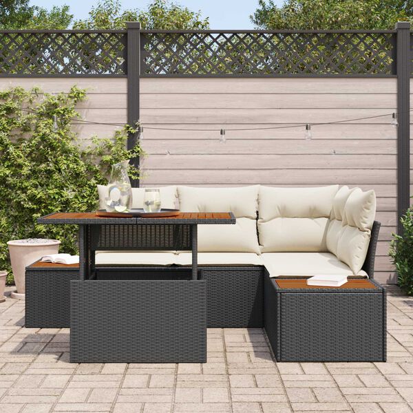 vidaXL Garten Essgruppe mit Kissen mit Kissen 5 pcs Schwarz und Beige