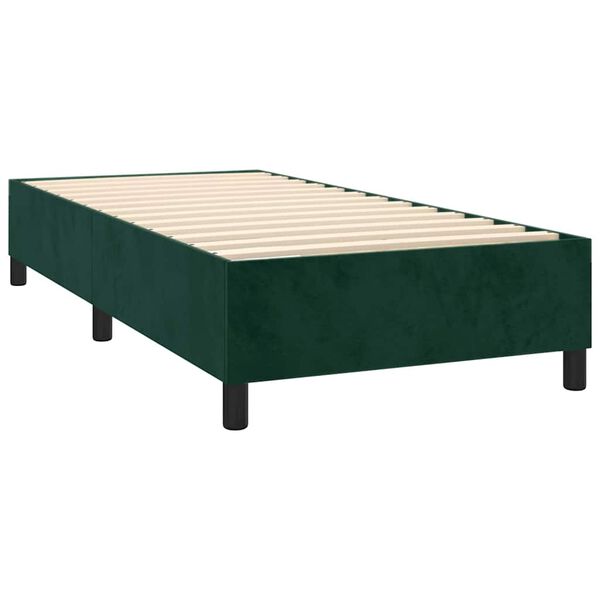 vidaXL Boxspringbett mit Matratze Dunkelgr&uuml;n 100x200 cm Samt