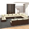 vidaXL 14-tlg. Garten-Lounge-Set mit Kissen Braun Poly Rattan