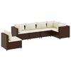vidaXL 6-tlg. Garten-Lounge-Set mit Kissen Braun Poly Rattan