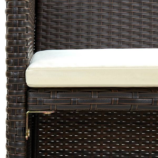 vidaXL 2-Sitzer-Gartensofa mit Polstern Braun Poly Rattan