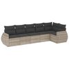 vidaXL 6-tlg. Garten-Sofagarnitur mit Kissen Hellgrau Poly Rattan