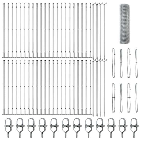 vidaXL Zaunpfosten Silber 100 x 0,5 m (25 x 25 mm Maschen) Stahl